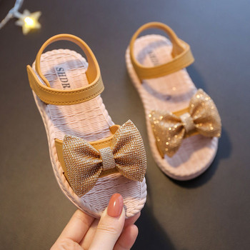 Обувки за момичета Пеперуда с възел Нехлъзгащи се меки детски обувки за малки деца Летни корейски детски момичета Принцеса Плажни сандали с отворени пръсти