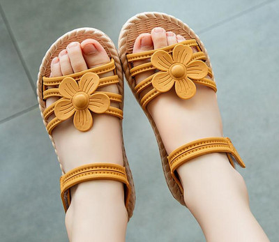 Mergaičių batai su drugelio mazgu Neslystantys minkšti vaikiški batai kūdikiams vasariniai korėjiečių vaikiški mergaičių princesės paplūdimio sandalai atvirais pirštais