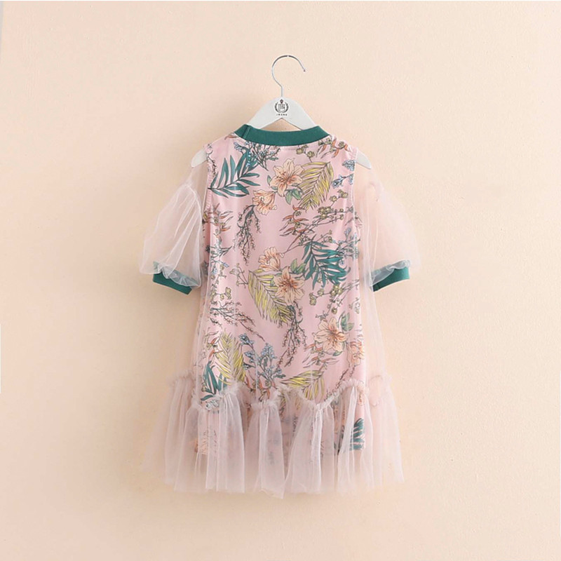 2022. aasta suvine uus disain 3 4 5 6 8 10 12 aastat pitsist lilledega littertrükiga poolvarrukatega puuvillase voodriga kleit lastele, tüdrukutele