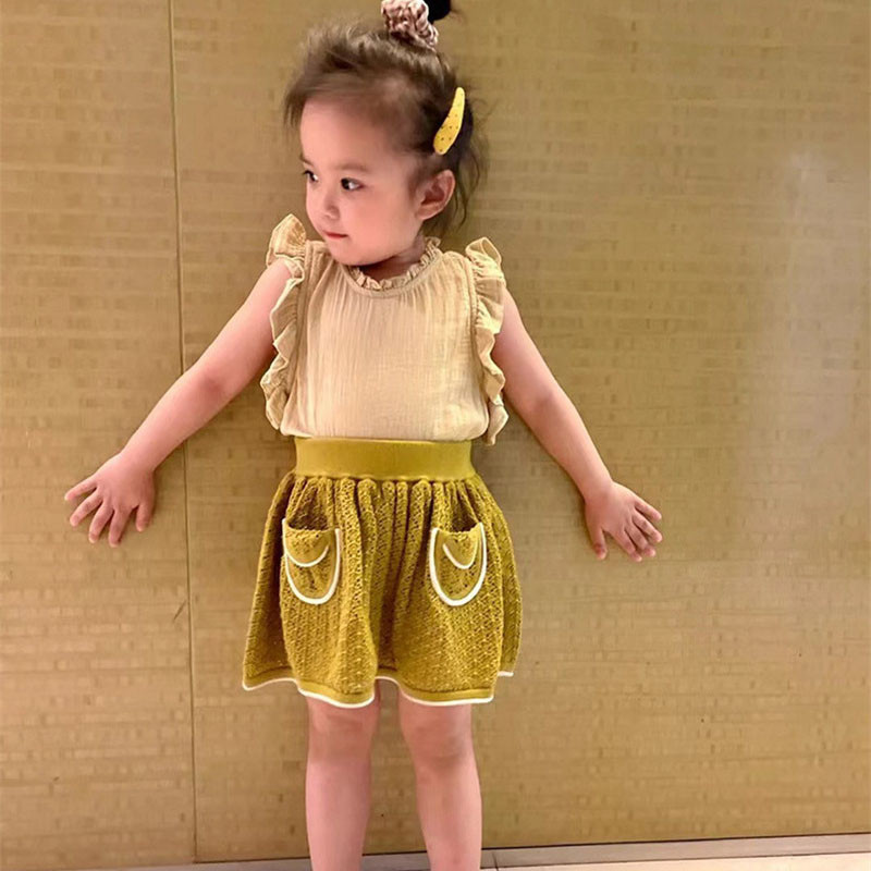 EnkeliBB Kids Girls Megztas sijonas Graži išvaizda SoorPloom Vaikiški Drabužiai Mergaitėms Vasariniai medvilniniai sijonai