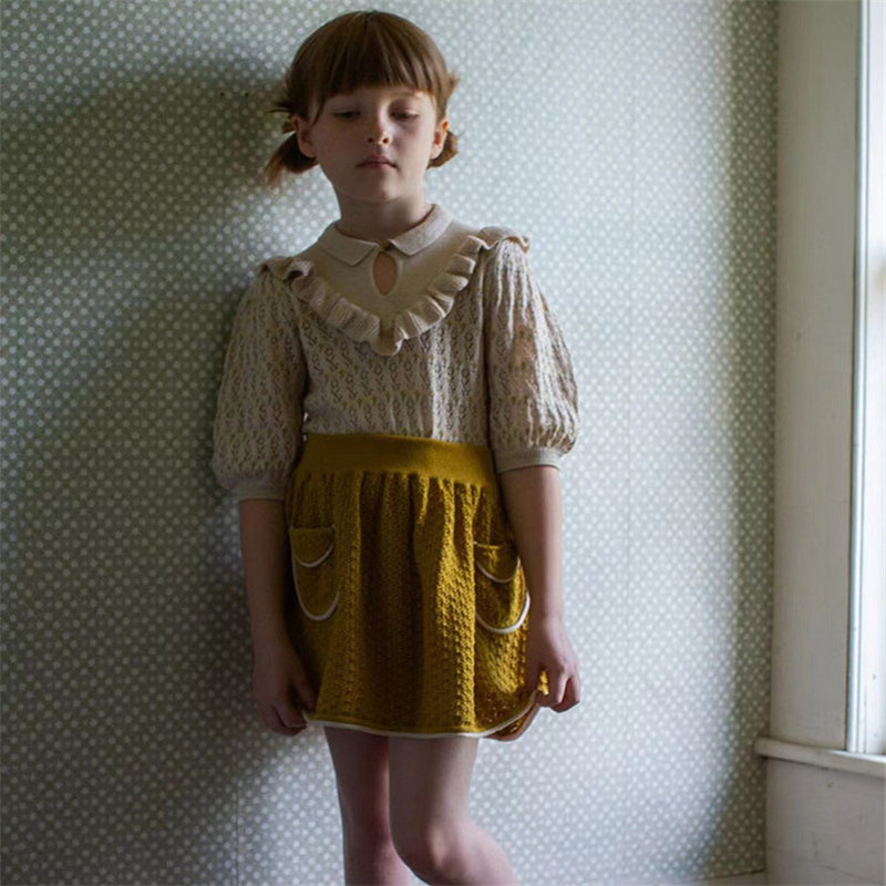 EnkeliBB Kids Girls Megztas sijonas Graži išvaizda SoorPloom Vaikiški Drabužiai Mergaitėms Vasariniai medvilniniai sijonai