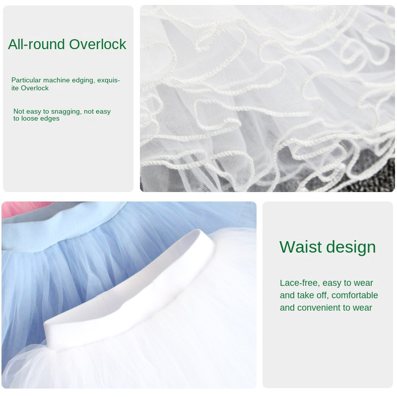 Gyerektánc divat rövid szoknya fonalszoknya lányoknak alsószoknya balettszoknya fehér táncszoknya négyrétegű