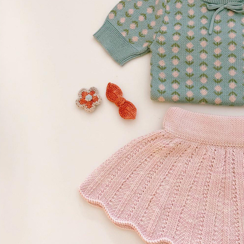 Tüdrukute seelik 2022, suvine uus kootud lilledega püksid Korea versioon beebipüksid pastoraalses stiilis tüdrukute seelik lasteriided