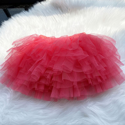 Mados tinklelis Merginos Tutu šešių sluoksnių tiulis trumpo stiliaus pūsti sijonai šokių princesė baletas mielas pyragas sijonas vasaros rudens vaikams drabužiai
