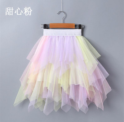 3-12 éves géz Lányok szoknyák Szivárvány Szabálytalan Szoknya Gyermek Ruha Alsó Lány Tutu Princess Táncszoknya Anya Gyermek szoknya