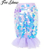 Vaikiški mergaičių sijonai Madingi pavasario vasaros blizgučiai Maxi sijonas Mergaitės undinėlės princesės sijonas vaikams undinėlės uodegos kostiumas