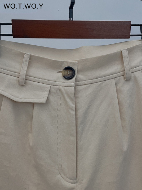 WOTWOY laisvalaikio vasariniai šortai aukštu liemeniu, moteriški, laisvi gatvės drabužiai, trumpos kelnės, moteriškos korėjietiško stiliaus paprastos kelnės 2022 m.