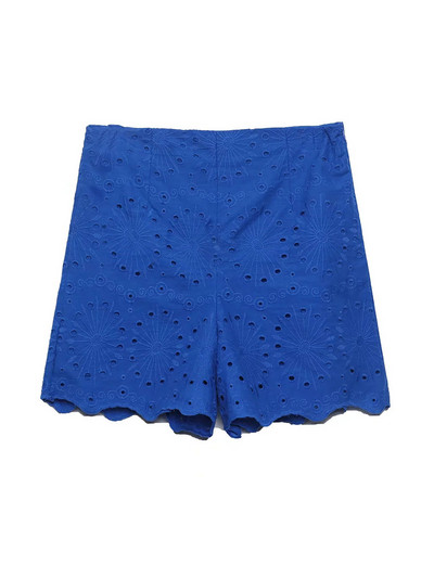 TRAF Moterų mada su iškirptais siuvinėjimais šortai Vintažiniai aukšto juosmens užtrauktukai moteriškos trumpos kelnės Mujer