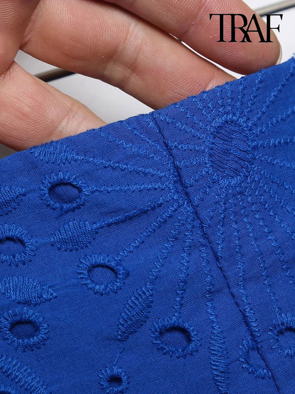 TRAF Moterų mada su iškirptais siuvinėjimais šortai Vintažiniai aukšto juosmens užtrauktukai moteriškos trumpos kelnės Mujer