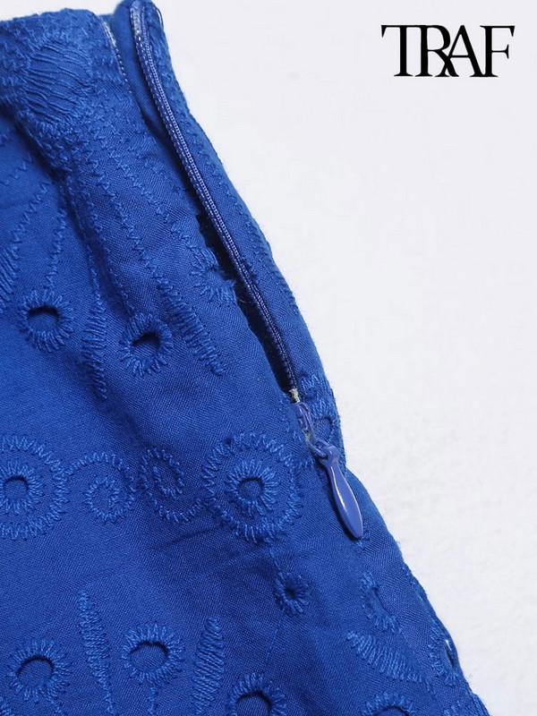 TRAF Moterų mada su iškirptais siuvinėjimais šortai Vintažiniai aukšto juosmens užtrauktukai moteriškos trumpos kelnės Mujer