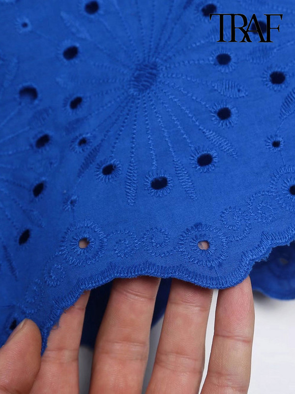 TRAF Moterų mada su iškirptais siuvinėjimais šortai Vintažiniai aukšto juosmens užtrauktukai moteriškos trumpos kelnės Mujer