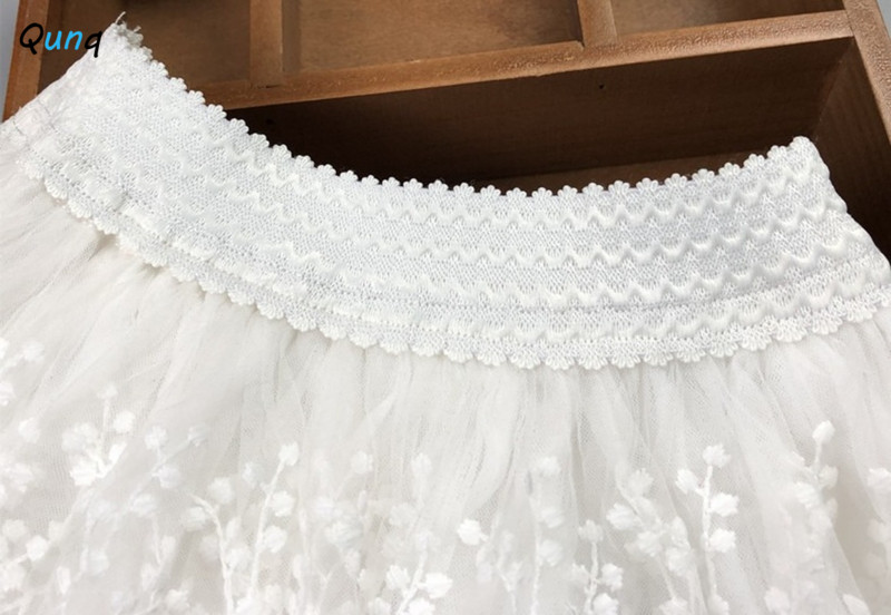 „Qunq“ vasaros mergaičių tinklinis nėrinių sijonas „Tutu“ Naujas laisvalaikio elastinis juosmens sijonas Tvirtas vaikų teniso sijonas Princesės kostiumas Amžius 3T-8T