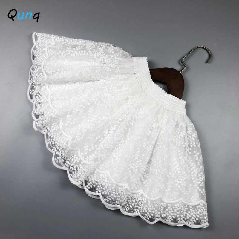 „Qunq“ vasaros mergaičių tinklinis nėrinių sijonas „Tutu“ Naujas laisvalaikio elastinis juosmens sijonas Tvirtas vaikų teniso sijonas Princesės kostiumas Amžius 3T-8T