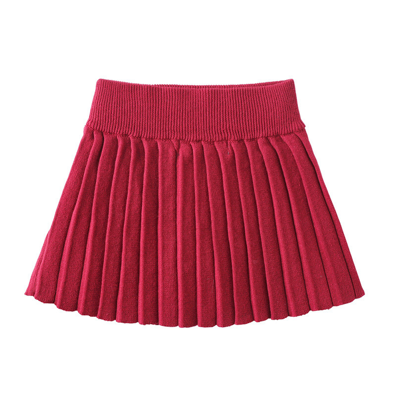 Pletene suknje za djevojčice 2021 Nove dječje pamučne suknje za djevojčice Jesen Zima Plisirane suknje visokog struka Vino crvena ružičasta suknja 12M-4Y