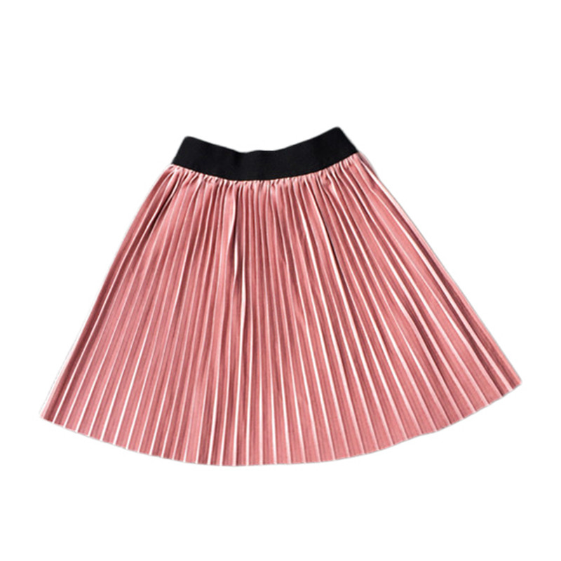 Vaikiški mergaičių klostuoti sijonai 2020 m. Nauji aksominiai rožiniai auksiniai sijonai aukštu juosmeniu iki kelių ilgio Tutus Vaikiški laisvalaikio drabužiai, skirti 3–8 m. GS20