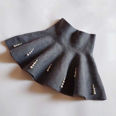 2022-es új őszi, téli lányruhák alkalmi kötött mini redőzött szoknya Gyöngyök hercegnős szoknyák lányoknak 6-14 éves korig gyerekruhák