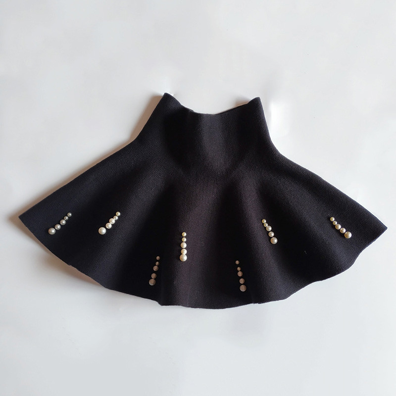 2022-es új őszi, téli lányruhák alkalmi kötött mini redőzött szoknya Gyöngyök hercegnős szoknyák lányoknak 6-14 éves korig gyerekruhák