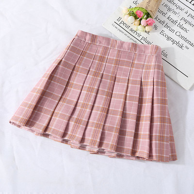 Mergaičių klostuotas sijonas, 2022 m. vasara, naujas vaikų koledžo stiliaus laisvalaikio languotas mini sijonas WT774