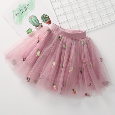 Vasaros mergaičių tinkleliai siuvinėti princesių sijonai vaikiški siūlai klostuoti sijonai kūdikiams mergaičių trumpi sijonai