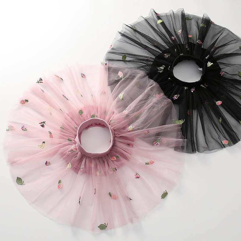 Vasaros mergaičių tinkleliai siuvinėti princesių sijonai vaikiški siūlai klostuoti sijonai kūdikiams mergaičių trumpi sijonai