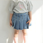 MILANCEL 2021 nyári lányszoknya, magas derekú farmer miniszoknya tömör redőzött gyerekrövidnadrág