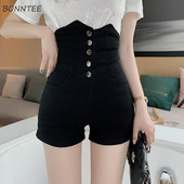 Moteriški šortai Bodycon aukštu juosmeniu Tvirtas elegantiškas seksualus laisvalaikio mygtukas Harajuku Moteriškas Paprastas Aukštos kokybės Vakarėlis Vasaros Naujausios