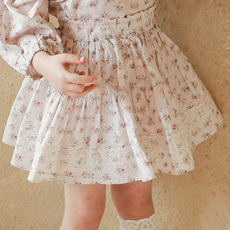 2022-es koreai stílusú nyári tinédzser lányszoknya Kék rózsaszín virágos A-vonalú hercegnőszoknya 0-8 éves gyerekeknek Születésnapi ruhák E808