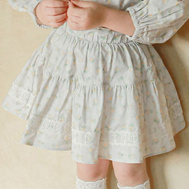 2022-es koreai stílusú nyári tinédzser lányszoknya Kék rózsaszín virágos A-vonalú hercegnőszoknya 0-8 éves gyerekeknek Születésnapi ruhák E808