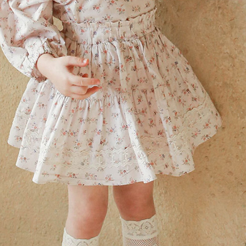 2022-es koreai stílusú nyári tinédzser lányszoknya Kék rózsaszín virágos A-vonalú hercegnőszoknya 0-8 éves gyerekeknek Születésnapi ruhák E808