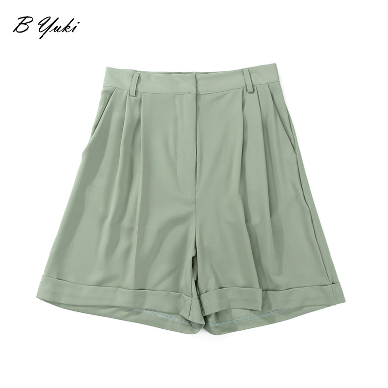 Blessyuki nyári magas derekú rövidnadrágok, női nadrágok, 2022, új, laza, elegáns irodai nadrágok női koreai tömör puha egyenes nadrág