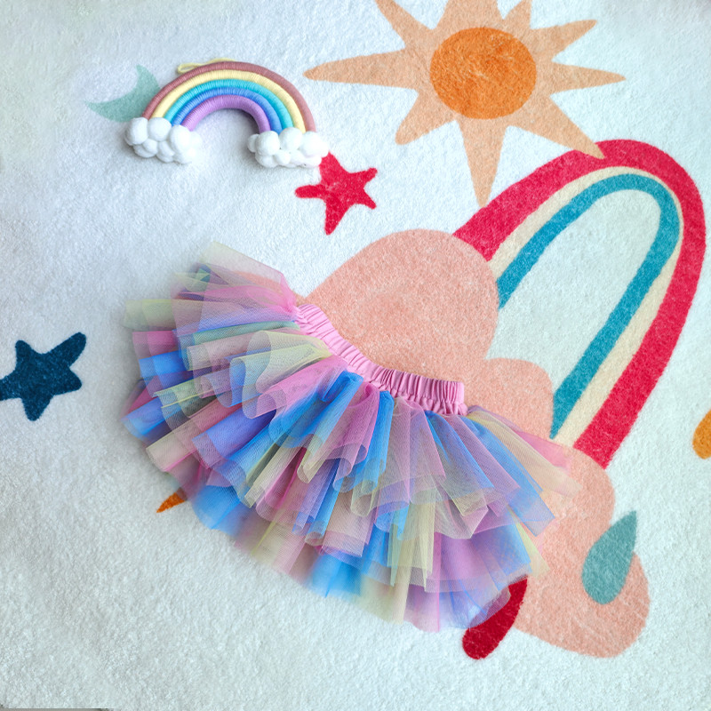 Vaikų mergaičių TuTu sijonai vaivorykštės sluoksniuotos apačios mažoms mergaitėms gimtadienio dienos sijonai Juodi pūkuoti Tutu princesės vakarėlio sijonai
