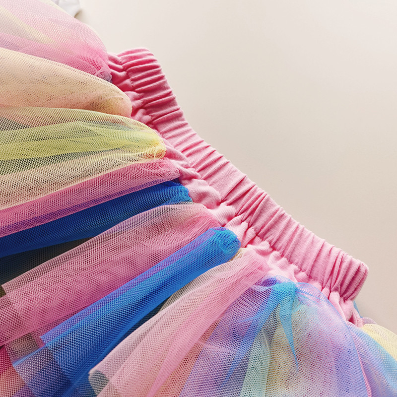 Vaikų mergaičių TuTu sijonai vaivorykštės sluoksniuotos apačios mažoms mergaitėms gimtadienio dienos sijonai Juodi pūkuoti Tutu princesės vakarėlio sijonai