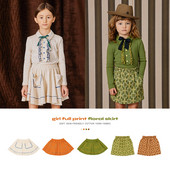 Vaikiškas pussijonas, 2022 m. rudens ir žiemos INS retro temperamento sodo stiliaus laisvalaikio sijonas mergaitei