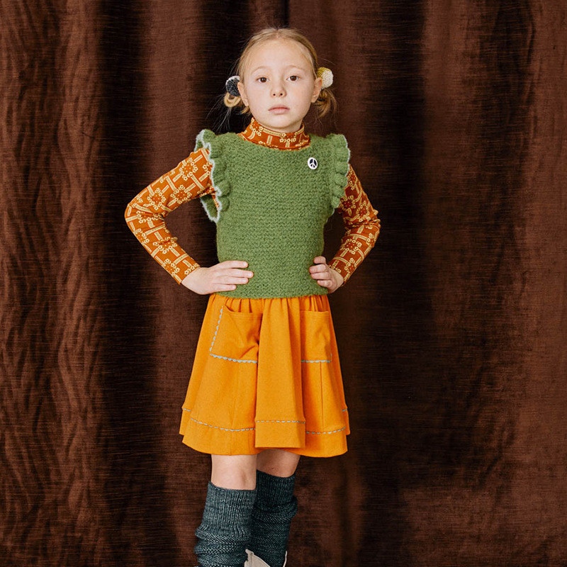 Vaikiškas pussijonas, 2022 m. rudens ir žiemos INS retro temperamento sodo stiliaus laisvalaikio sijonas mergaitei