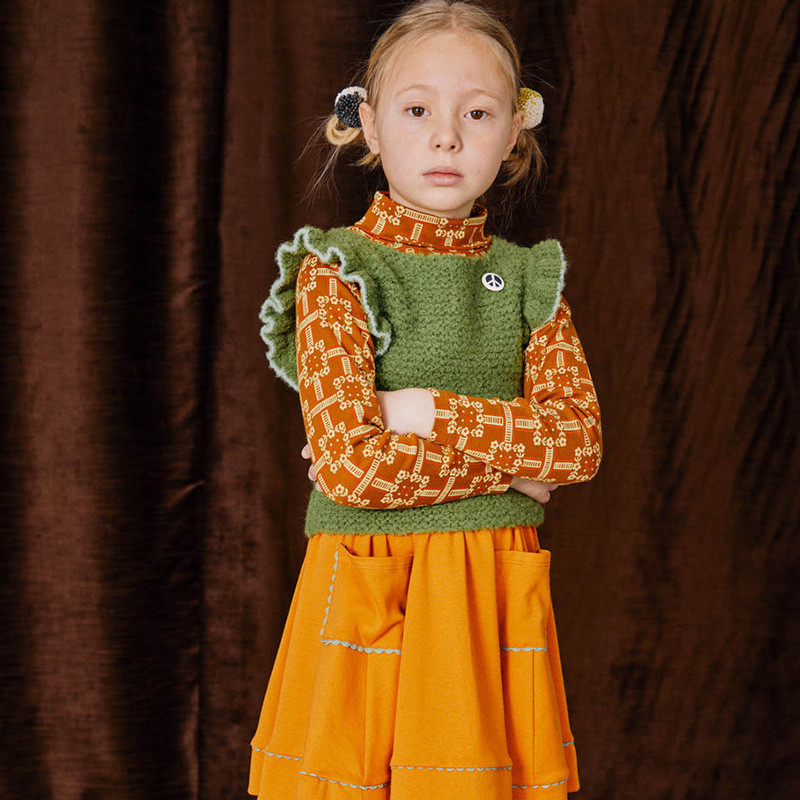 Vaikiškas pussijonas, 2022 m. rudens ir žiemos INS retro temperamento sodo stiliaus laisvalaikio sijonas mergaitei