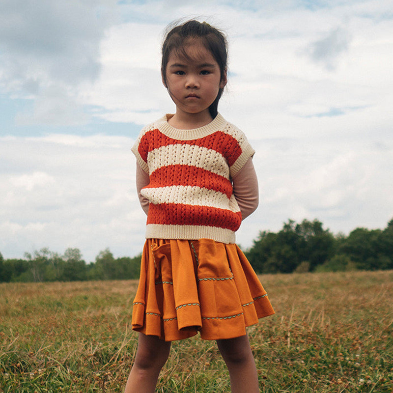 Vaikiškas pussijonas, 2022 m. rudens ir žiemos INS retro temperamento sodo stiliaus laisvalaikio sijonas mergaitei