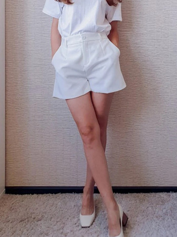 Sungtin Γυναικείο ψηλόμεσο γυναικείο σορτς με φαρδύ κοντό παντελόνι Κορεατικής μόδας καλοκαιρινό σορτς μαύρα κομψά γυναικεία ρούχα 2022