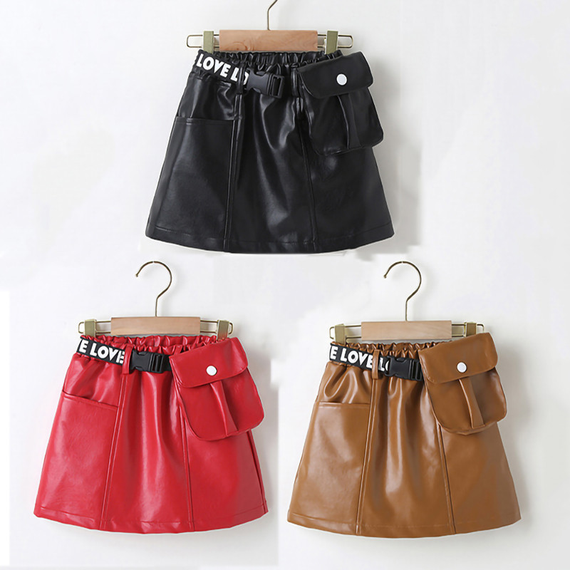 2–7 metų sijonas mergaitėms, odinis kišeninis elastingas juosmuo mokyklinis sijonas mergaitėms vasarinis vaikiškas sijonas, tinkantis trumpi sijonai mergaitėms