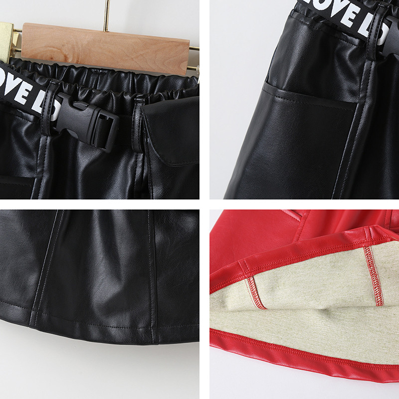 2–7 metų sijonas mergaitėms, odinis kišeninis elastingas juosmuo mokyklinis sijonas mergaitėms vasarinis vaikiškas sijonas, tinkantis trumpi sijonai mergaitėms