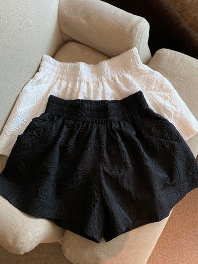 Woherbi lühikesed püksid naiste suvised laia säärega lõdvad Korea stiilis vabaaja naiste kontori BF tänavarõivad, mood Lihtsad žakaarpüksid