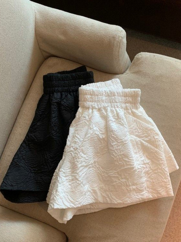 Woherbi lühikesed püksid naiste suvised laia säärega lõdvad Korea stiilis vabaaja naiste kontori BF tänavarõivad, mood Lihtsad žakaarpüksid