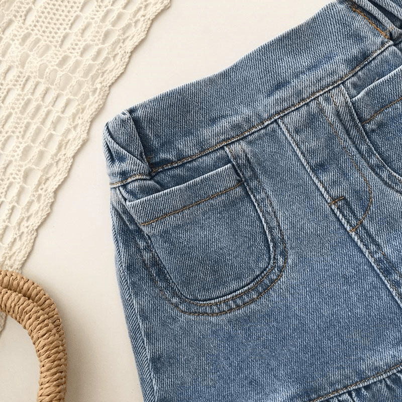 Μόδα μωρό κορίτσι Casual ψηλόμεση τζιν φούστα στενή βολάν Παιδική βαμβακερή φούστα τζιν καλοκαιρινά βρεφικά ρούχα 1-10 ετών