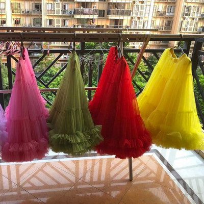 Fuste din tul până la glezne Bordeaux pentru femei, studente, talie elastică, fustă tutu umflată, pentru femeie adultă, fustă din plasă de zână