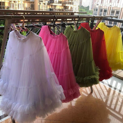 Fuste din tul până la glezne Bordeaux pentru femei, studente, talie elastică, fustă tutu umflată, pentru femeie adultă, fustă din plasă de zână