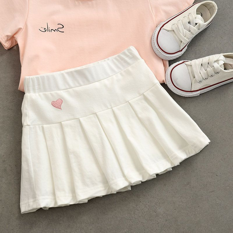 Gyönyörű rakott szoknya biztonsági nadrággal nyári vékony 95% pamut lány tenisz/baseball/röplabda sportszoknya 1-12 éves korig