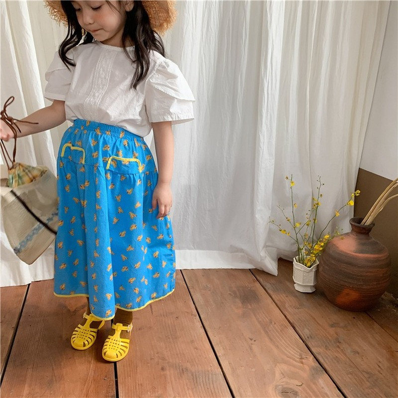 Mergaičių korėjietiško stiliaus laisvi animaciniai sijonai 1-7 metų pavasario rudens vaikiški drabužiai mergaičių medvilniniai universalūs sijonai