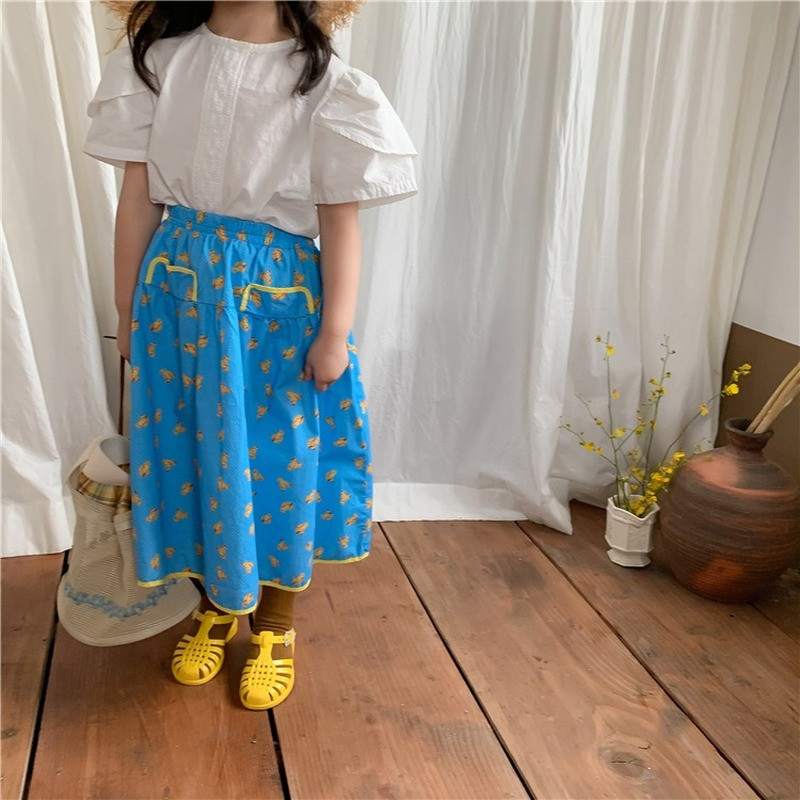 Mergaičių korėjietiško stiliaus laisvi animaciniai sijonai 1-7 metų pavasario rudens vaikiški drabužiai mergaičių medvilniniai universalūs sijonai