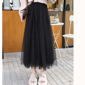 Καλοκαιρινές τούλινες φούστες Γυναικείες Midi πλισέ φούστες Μαύρη φούστα από τούλι Γυναικεία Big girl Παιδική άνοιξη Ελαστική ψηλόμεση διχτυωτές φούστες Tutu