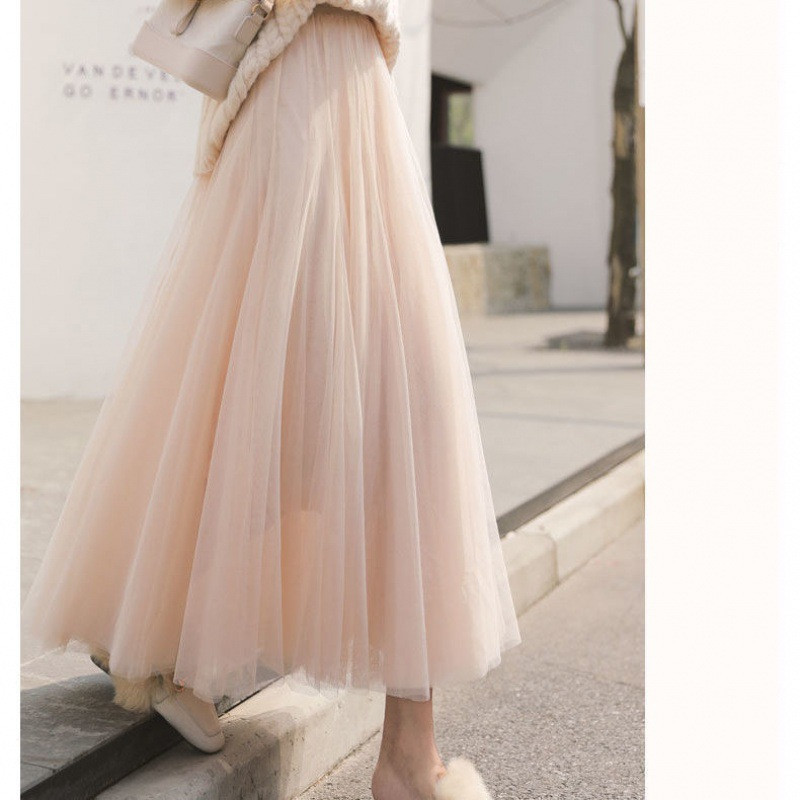 Suvised tüllseelikud Naiste Midi plisseeritud seelikud Must tüllseelik Naistele Suured Tüdrukutele Kevade Elastsed Kõrge Vöökohaga Võrgust Tutu Seelikud