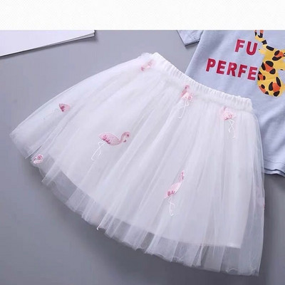 3-10Y Gyerek kislányok édes szoknyák Nyári Princess Mesh Pleated Szoknyák Baba Gyerek Lányok Tuti Flamingo Pamutszoknyák P4 018